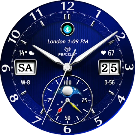 Royal Blue Pilot Chronograph - PERSLOT Galaxy Watch Face