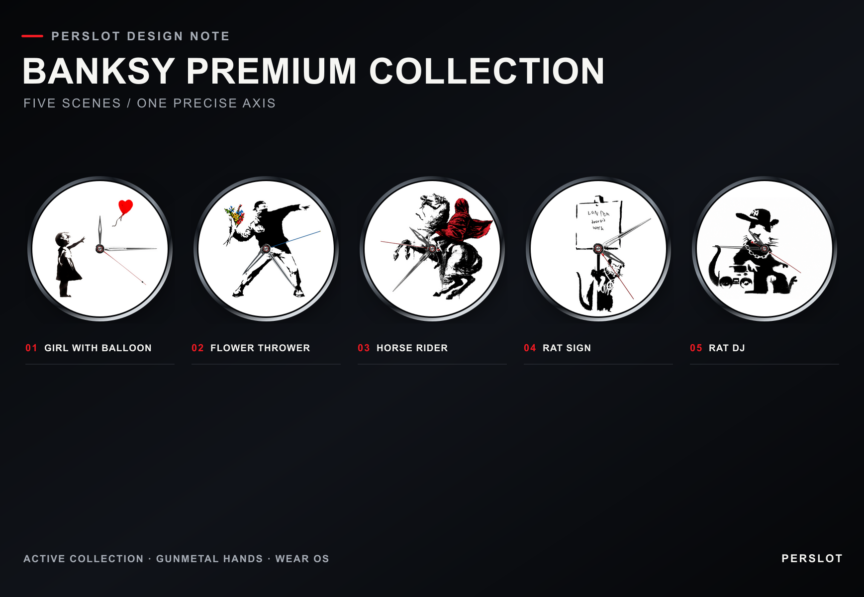 PERSLOT Banksy Premium Collection ACTIVE 워치페이스 5종 전체 구성