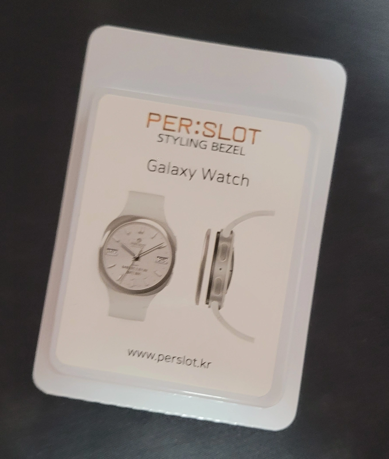 PER:SLOT STYLING BEZEL Galaxy Watch 표기가 있는 플레인 베젤링 고객 수령 패키지